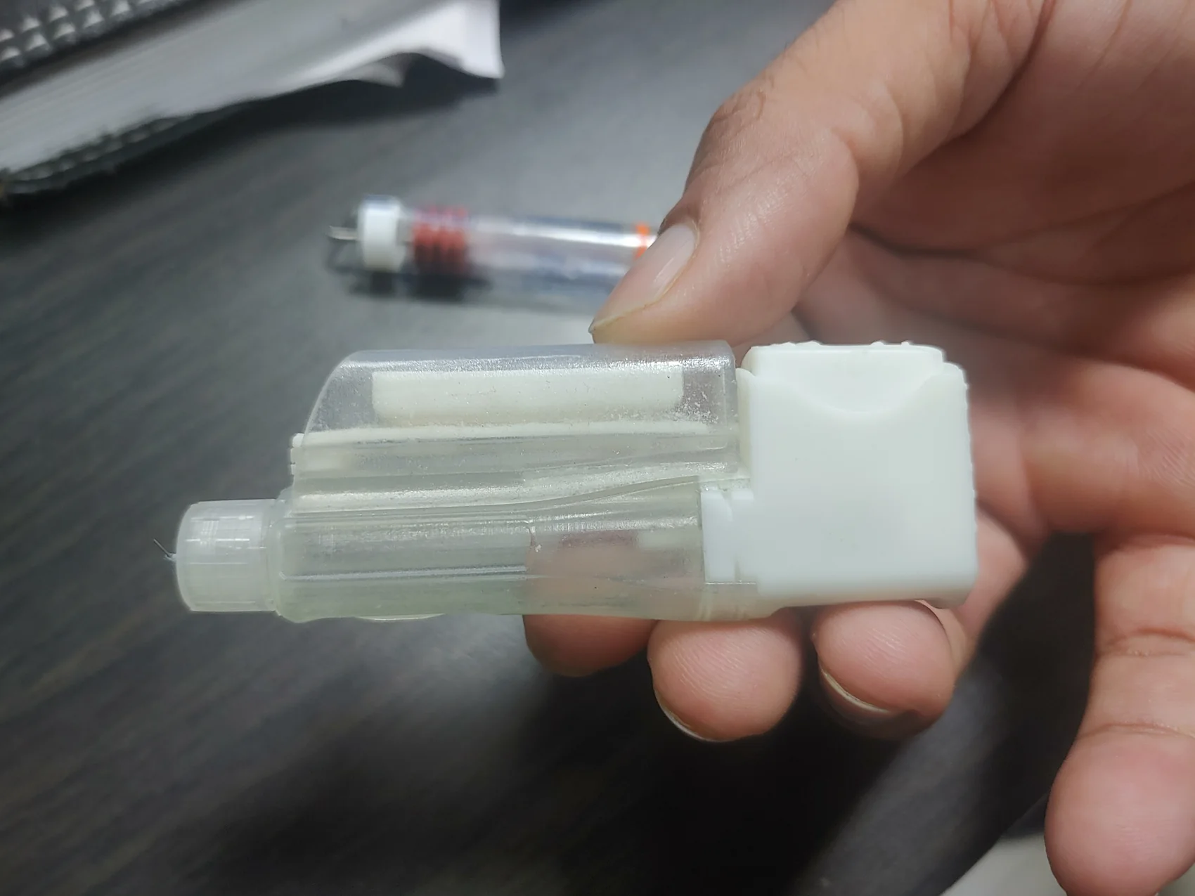 Translucent 3D printed prototype for testing the fitment of electronics.